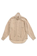 Contrast Trim Sheer Shirt - BEIGE (31261316105)