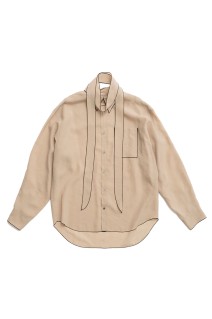 Contrast Trim Sheer Shirt - BEIGE (31261316105)