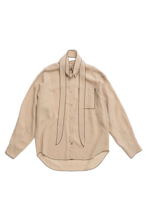 Contrast Trim Sheer Shirt - BEIGE (31261316105)