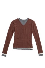 Double Neck Layered Top - BROWN (31261415609)