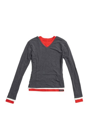 Double Neck Layered Top - GRAY (31261415609)