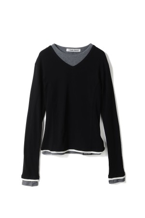 Double Neck Layered Top - BLACK (31261415609)