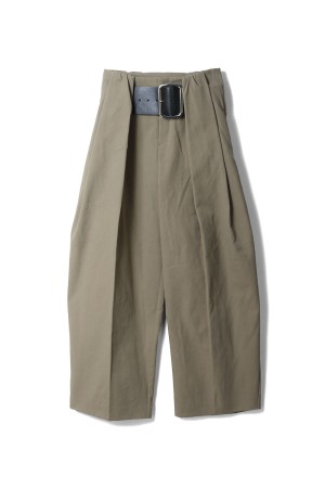 High Waist Belt Tuck Pant - KHAKI (31261465103)