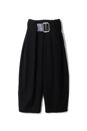 High Waist Belt Tuck Pant - BLACK (31261465103)