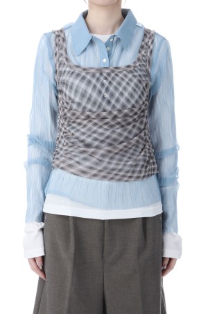 Three-Piece Sheer Polo Top - BLUE (21261415201)