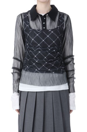 Three-Piece Sheer Polo Top - BLACK (21261415201)