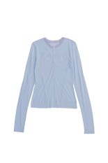 Henley Neck Sheer Top - BLUE (21261415204)