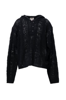 Silk Lace Knit Hoodie - BLACK (G16HD060)