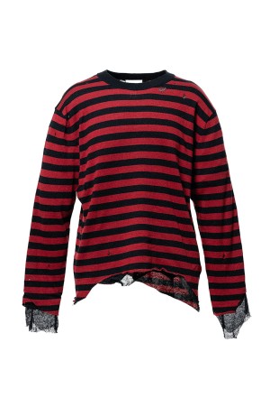 Layered Horizontal Striped Knit - RED (G16PO066)