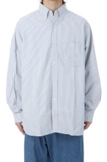 Button Down Stripe Wind Shirt - Navy (S26SG080)