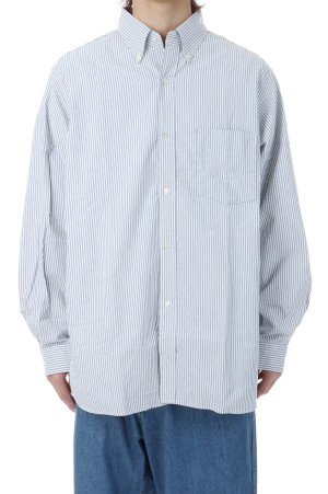 Button Down Stripe Wind Shirt - Navy (S26SG080)