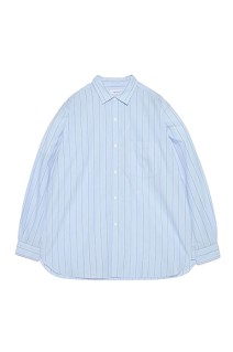 Regular Collar Stripe Wind Shirt - Sax (S26SG086)