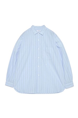 Regular Collar Stripe Wind Shirt - Sax (S26SG086)