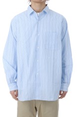 Regular Collar Stripe Wind Shirt - Sax (S26SG086)