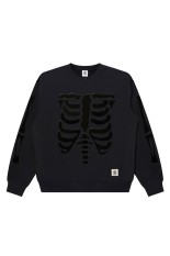 LEATHER SKELETON PATCHED CREW SWEAT - BLACK (BEPSS26CS08)