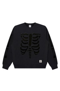 LEATHER SKELETON PATCHED CREW SWEAT - BLACK (BEPSS26CS08)