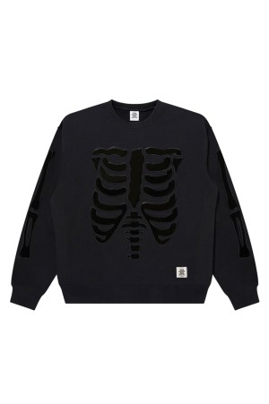 LEATHER SKELETON PATCHED CREW SWEAT - BLACK (BEPSS26CS08)