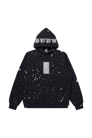 SPLATTERED REFLECTOR HWC LABEL HOODIE - BLACK (BEPSS26CS13)