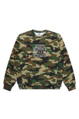 RHINESTONED OG LABEL CREW SWEAT - WOODLAND CAMO (BEPSS26CS16)