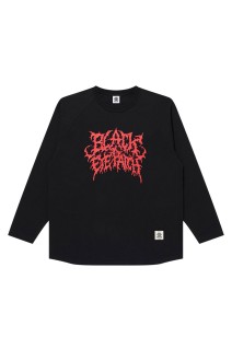GRINDCORE LOGO RAGLAN L/S TEE - BLACK / RED (BEPSS26LT10)