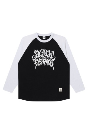 GRINDCORE LOGO RAGLAN L/S TEE - BLACK / WHITE (BEPSS26LT10)