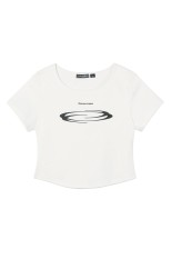W Squareneck Cropped Symbol T Shirt  - WHITE (OP252WTS09WH00)