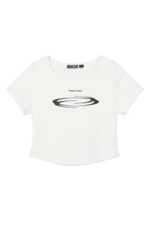 W Squareneck Cropped Symbol T Shirt  - WHITE (OP252WTS09WH00)