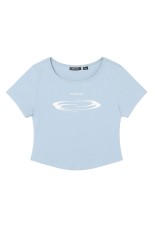 W Squareneck Cropped Symbol T Shirt  - SKY BLUE (OP252WTS09SB00)