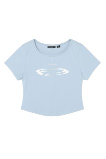W Squareneck Cropped Symbol T Shirt  - SKY BLUE (OP252WTS09SB00)
