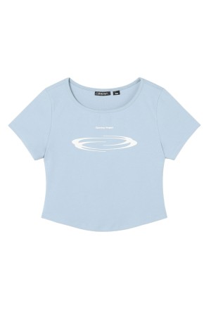 W Squareneck Cropped Symbol T Shirt  - SKY BLUE (OP252WTS09SB00)