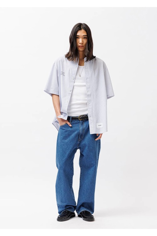 TXT 01 SS / CTPL. BROADCLOTH. TEXTILE / BLUE (261TQDT-SHM05