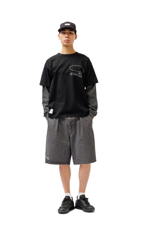 BLUES STRAIGHT SHORTS / COTTON. DENIM / BLACK (261WVDT-PTM08