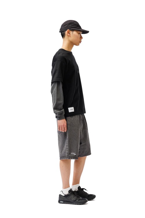 BLUES STRAIGHT SHORTS / COTTON. DENIM / BLACK (261WVDT-PTM08