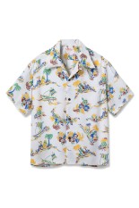 ISLAND TRIP S/S RAYON HAWAIIAN SHIRT - WHITE (SS39620)
