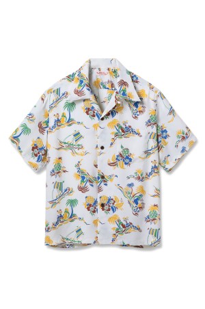 ISLAND TRIP S/S RAYON HAWAIIAN SHIRT - WHITE (SS39620 )