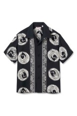ORIENTAL BORDER S/S RAYON HAWAIIAN SHIRT - BLACK (SS39629)