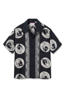 ORIENTAL BORDER S/S RAYON HAWAIIAN SHIRT - BLACK (SS39629)