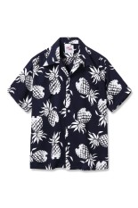 DUKE KAHANAMOKU / DUKE'S PINEAPPLE S/S RAYON HAWAIIAN SHIRT - NAVY (DK36201)
