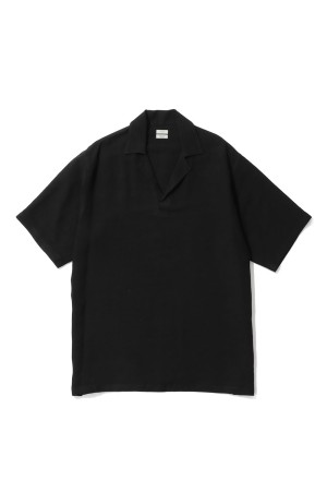 LINEN SKIPPER POLO SHIRT - BLACK (YK26SS01291SH)