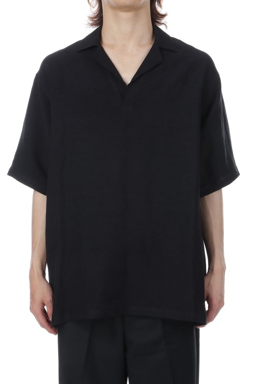 LINEN SKIPPER POLO SHIRT - BLACK (YK26SS01291SH) | セレクト