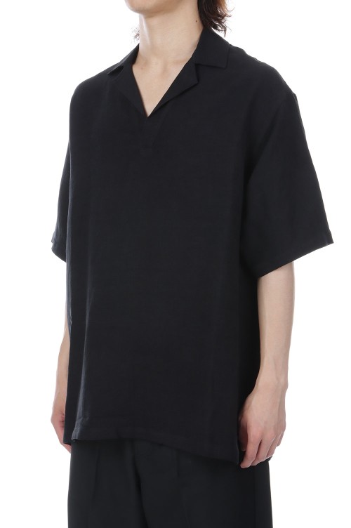 LINEN SKIPPER POLO SHIRT - BLACK (YK26SS01291SH) | セレクト