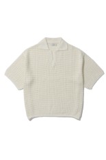 MESH KNIT SKIPPER POLO SHIRT - ECRU (YK26SS01298S)