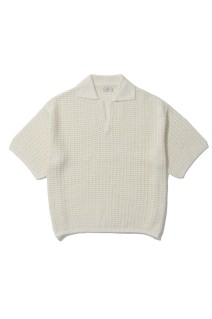 MESH KNIT SKIPPER POLO SHIRT - ECRU (YK26SS01298S)