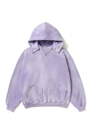 Vintage Attached Snap Hood Sweat Parka - LAVENDER (26AAP-05-13)