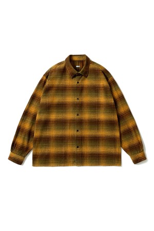 Vintage Cotton Silk Nep Twill Check Shirts - MUSTARD (26AAP-02-06)