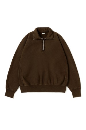 Vintage Half Zip Sweatshirt - BROWN (26AAP-05-12)