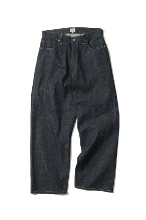 RECYCLED WASTE SUVIN COTTON YARN 11.50z. DENIM 5POCKET WIDE PANTS - N.NAVY (GL42620N)