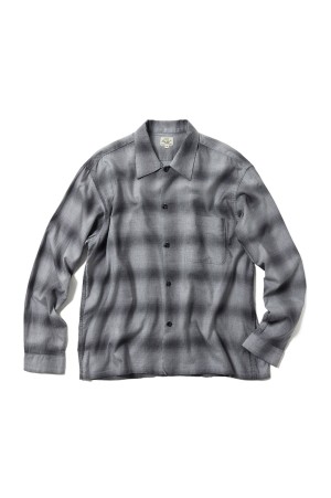 COTTON/SILK NEL CHECK OPEN SHIRT - GRAY (GL29646)
