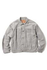 RECYCLED WASTE SUVIN COTTON YARN 11.5oz. DENIM BLOUSE VINTAGE WASHED - GRAY (GL15861H)