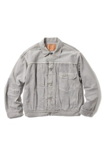 RECYCLED WASTE SUVIN COTTON YARN 11.5oz. DENIM BLOUSE VINTAGE WASHED - GRAY (GL15861H)